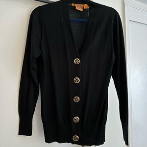 Tory Burch Merino Wool Cardigan | Metal Logo Buttons